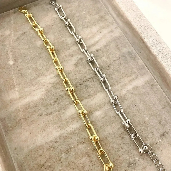 925 Sterling Silver U-Link Bracelet Horseshoe Bracelet Chunky Modern Bracelet - Picture 10 of 10